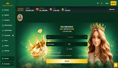 Golden Crown omtale – skjermbilde fra nettsiden