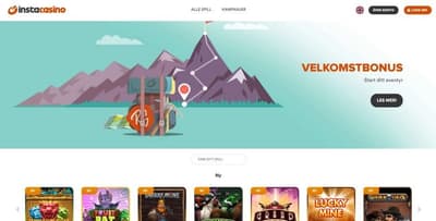 Instacasino omtale – skjermbilde fra nettsiden
