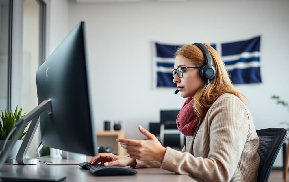 Person som bruker live chat med norsktalende kundeservice